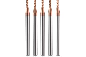TRVOXVIQ Lot de 5 fraises à queue CNC 2 mm en carbure de tungstène avec 4 tranchants TiSiN Coat - Avec 4 rainures - Lame 55 HRC - Pour alliage d'aluminium, acier, cuivre