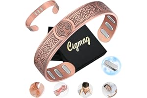 ‎CIGMAG Cigmag Kupfer Armband Männer Herren, mit 9 starken 5000-Gauss-Magneten, verstellbar aus 99% Reinkupfer (Wikinger Sonne Mond Lebensbaum)