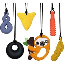 FITULABO Collane sensoriali da masticare, confezione da 5 pezzi, in silicone, per alleviare l'ansia, giocattoli masticabili per bambini autistici