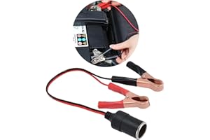 MEUKCEZ Car Battery Crocodile Clips Electrical 12V/24V, Cigarette Lighter Adapter Socket Cable, Durable 18AWG for Powering Devices, Suitable for Vehicles Campers Boats Tractors Essential Auto Accessory