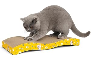 DOMO CORPORATION LTD Cat Scratching Board for Indoor Adult Cats & Kittens 44 x 20 x 5 cm – Large Dual-Sided Cardboard Lounge Bed Scratch Pad – Curved Scratcher Mat Protects Furniture, Carpets & Sofa
