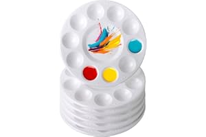FLZONHUT Palettes de Peinture en Plastique,10 Pièce Palette de Peinture d'art,Palette Ronde Palette,Palette de Mélange en Plastique Blanc Réutilisable pour Aquarelle,Gouache,Acrylique,Peinture à l'huile