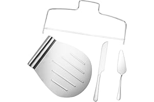 midgreyeye Set di 4 Pala Porta Torte in Acciaio Inox, 20 cm, Piccolo Pala Porta Torte in Acciaio Inox + Coltello per Torta + Paletta per Torte + 32,5 cm separatore per Torte e Dessert