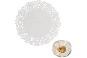 JYNVO 30 Pezzi Di Centrini Per torta In Carta, Base Rotonda Per torta, Carta Assorbente Per Olio, Pizzo Per Cuocere E Assorbire L'Olio In Cucina, 30,5 cm In Bianco