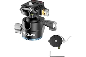 SIRUI KS-20 Rotule pour trépied, 33 mm, tête sphérique à Profil Bas, tête panoramique à 360° en Alliage d'aluminium pour Appareil Photo Reflex numérique, caméscope, pour trépied, Max 18 kg
