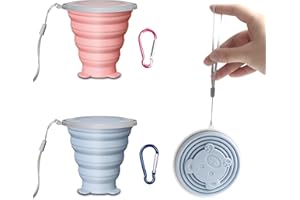 AERZOUSER Ensemble de 2 Verre Pliable, 180 ml Verre de Voyage Pliable (Avec Base), Gobelet Rétractable, Peuvent être Utilisés pour les Voyages, le Fitness et plus Encore