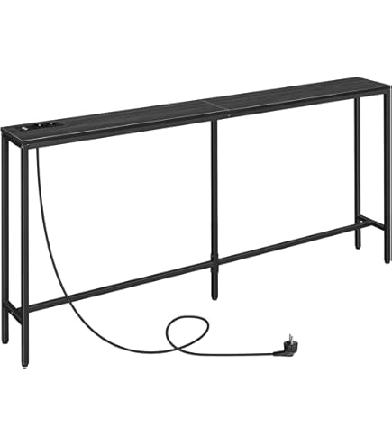 MAHANCRIS 180 cm Lange Consoletafel, Gehard Glazen Banktafel, Moderne Bijzettafel, Eenvoudige Montage, Metalen Frame, Geschikt Voor Woonkamer, Entree, Zwart ACTH18B01Z