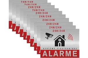 TK THERMALKING Autocollant alarme maison – Etiquette site sous vidéo surveillance – Stickers, affiche adhesif - Alu 8,5 x 5,5 cm (10)