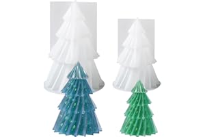 YXHZVON 2 Pezzi Stampi per Candele di Natale, Stampo in Silicone per Albero di Natale 3D, Stampo per Candele Natalizie, per Candele Profumate, Sapone, Decorazioni Fai da Te