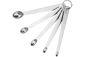 CLVEDU 5Pcs Measuring Spoons Set, 1/4 TSP, 1/8 TSP, 1/16 TSP, 1/32 TSP, 1/64 TSP Stainless Steel Tiny Measuring Spoons for Cooking Baking Powders, Spices