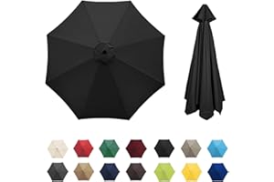 IRUGS Universal Umbrella Replacement Cloth 6 Arms/8 Arms，Patio Umbrella Cover Cloth ，Replacement Parasol Canopy，2.7 M/3.0M，Parasol Umbrella Replacement Cover (Canopy Only) ( Color : Black , Size : 8 Ribs 2.