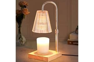 HIULLEN Candle Warmer Lamp, Electric Candle Warmer Lamp with Dimmer for Jar Candles, Height Adjustable, 2 Bulbs, Dimmable Wax Melter Light, Scented Candle Diffuser Lamp, Flameless Home