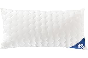 Irisette Merino huvudkudde – Made in Germany – huvudkudde med överdrag i ren bomull, 40 x 80 cm, Öko-Tex-certifierad, tillver