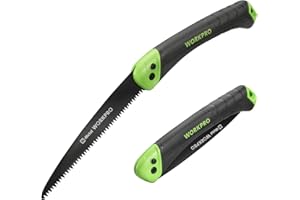 WORKPRO Pruning Saw, 7” Folding Hand Saw with Secure Lock, Bi-Metal D6A+M2 Saw Blade, Triple Teeth, Push Button, Soft Grip Folding Saw for Wood Gardening Camping Bushcraft