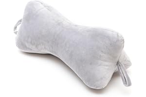 H&F HEIMTEXTILIEN H&F | poduszka do czytania, kość do czytania, poduszka pod kark, poduszka w kształcie kości, poduszka podróżna, nadaje się do prania, na łóżko, sofę, kolor: szary aksamit