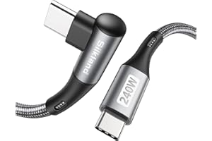 Silkland Kabel USB C do USB C 3M Kątowy 240W 48V/5A, PD3.1 90 stopni szybki kabel ładujący 140W 100W do iPhone16 15/Pro Max/Plus, Samsung S24 Ultra S23 S22 S21, MacBook Pro/Air, iPad Pro/Air/Mini