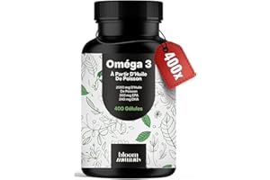 BLOOM NATURALS BEAUTY SUPPLEMENTS Omega 3 DHA EPA – 400 Gélules – 2000 mg d’Huile de Poisson par Portion – 360 mg EPA & 240 mg DHA – Sans Arrière-Goût de Poisson – Produit en Allemagne – Oméga 3 Gélules Fish Oil