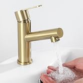 Tondiy Gold Bathroom Sink Tap, Corner Sink Taps | Comfortable Water Outlet Angle, 304 Stainless Steel Single Lever Mixer, Rem