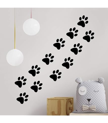 PLIGREAT Animal Tracks Wall Decals | Black Vinyl Paw Print Stickers, Removable For Kids Room - View #8