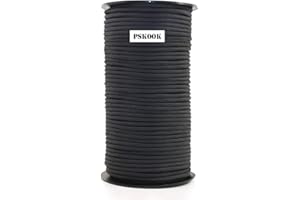 PSKOOK 100m Paracord Lanyard Parachute Cord-7 triple strands Outdoor Camping (Black)