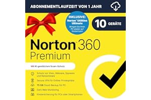Norton 360 Premium + Utilities Ultimate 2025 | 10 Geräte | 1 Jahr |Aktivierungscode per Email