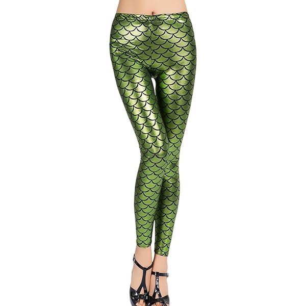 Pantaloni Sirena Per Ragazze 2-12 Anni - Leggings Metallici Con Stampa Squame, Collant Glitterati Per Danza E Carnevale