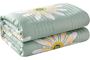 CHICKWIN-SHOP Chickwin Quilted Bedspreads, Print Coverlets Microfiber Comforter Lightweight Easy Care Sofa Blanket Throw for Single Double King Size - All Season (Sunflower,180x200cm)