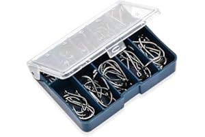 Yicare Lot de 100 hameçons assortis courbés et à large espace pour pêche à la carpe Taille 3 à 12 dans une boîte de rangement à plusieurs sections