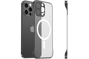 FAOMSEBS Magnetica Senza Bordo Cover per iPhone 15 Pro Max per MagSafe [Magnetico Potente] (Sensazione di Metallo Nudo) Custodia Slim Opaca Traslucido Antishock per iPhone 15 Pro Max Cover, Nero