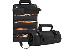 Gecheer Roll Up Tool Bags, Portable Tool Roll Organisers,Wrench Roll Up Pouch, Multi-Purpose Tool Storage With 6 Pockets, Emergency Tool Bag in Car Motorcycle