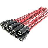 10 Adet Dc Dişi 12v Fiş Dc Adapt&ouml;r Kablo Konnekt&ouml;r&uuml; G&uuml;venlik Kamerası 5.5 * 2.1mm 5.5x2.5mm