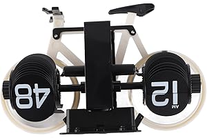 Tonysa Vintage Flip Desk Clock, Bicycle Shape Flip Clock, Retro Mechanical Battery Operated Gear Operated Timer Reminder Table Clock for Office Home (White)