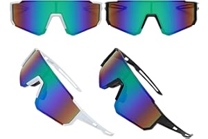 JSTHHTT 2 Stück Schnelle Brille Herren Damen Sport Sonnenbrille Weiß Schwarz Polarisiert Fahrradbrille, Fahrradbrille Winddicht, Rave Radfahrer Brille UV400 Schutz für Outdooraktivitäten