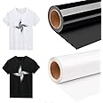 Bocguy [3M+3M Vinile Termoadesivo per Tessuti Nero & Bianco, 2 Pezzi 30.5 CM X 3 M Rotoli di Vinile Trasferimento Termico, Te