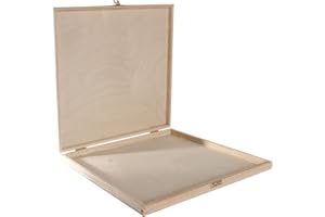 WooDeeDoo Scatola quadrata in legno di pino poco profondo, con chiusura, 35 x 35 x 3,5 cm, per documenti, regali, ricordi, artigianato, legno naturale non verniciato, per decorazioni fai da te
