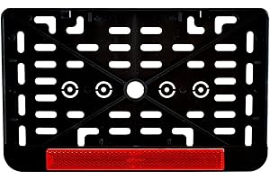 3D CARBON DESIGN 1x Kennzeichenhalter Nummernschildhalter Made in EU 240 x 130 mm 24 x 13 cm (für Roller Moped Traktor Anhänger Motorrad Hänger) Mit Rückstrahler Rot Reflektor mit Zulassung