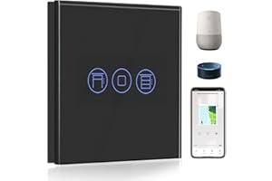 BSEED Interruptor Persiana WIFI Negro,Interruptor Inteligente Compatible con Tuya,Alexa y Google Home,Control de APP y Función de Temporizador,2,4Ghz Alexa Interruptor Persiana