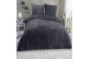 ‎MALIKA MALIKA Winter Plüsch Bettwäsche Nicky-Teddy Cashmere Coral Fleece 135x200 155x220 200, Größe:155 x 220 cm, Designe:ANTHRAZIT