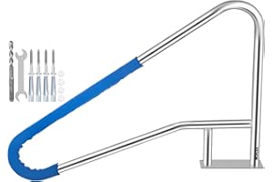 VEVOR Rampe Piscine INOX Main Courante Rail Barre d'Appui de Piscines Tube avec Housse Poignée pour Sortie Entrée Piscine Spa Parc Aquatique (54 x 36 Pouce / 137 x 91,4 cm)