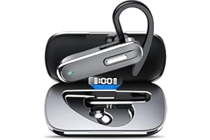 IKG Auriculares Bluetooth con micrófono LED CVC8.0, manos libres, auriculares Bluetooth, 100 horas de tiempo de reproducción con estuche de carga, auriculares inalámbricos para iOS, Android y portátil