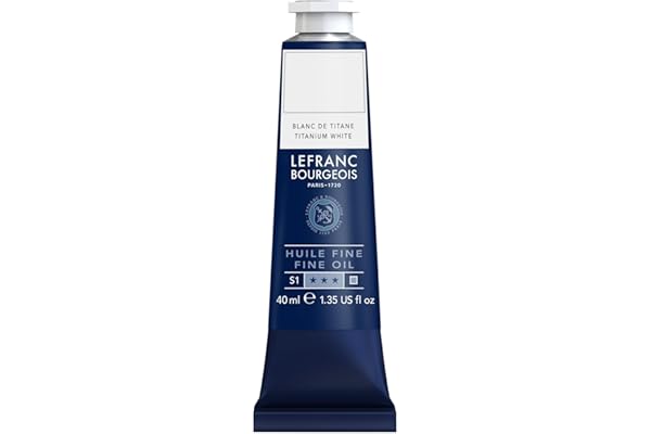 Lefranc Bourgeois 301801 Peinture à l’Huile Fine de Haute Qualité, Résistante à la Lumière, Consistance Homogène, Tube de 40 ml – Idéale pour Châssis, Toile et Carton à Peindre – Blanc deTitane