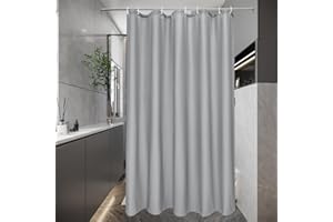 EurCross Zasłona prysznicowa, 100 x 180 cm, szara, wąska, odporna na pleśń, wodoszczelna, tekstylna, nadająca się do prania, szybkoschnąca, z 7 pierścieniami