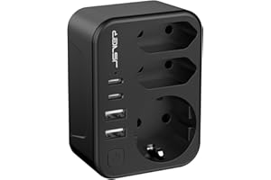 Adaptador de Enchufe Europeo a Americano JSVER,Adaptador de Viaje con 3 Salidas A y 2 USB,Adaptador de Enchufe Español a Estadounidense,Enchufe Tipo B para EU a US,Canadá,México,Colombia(Negro)
