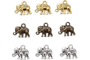 Airssory 3 Colours 30Pcs/Box Charms Accessories for Jewellery Making Elephant Shape for DIY Jewellery Making and Crafting - 11x13mm