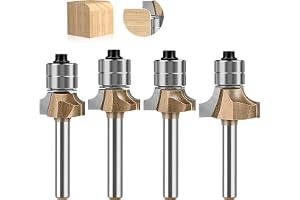 4 stycken 6 mm skaft avrundningsfräs standard rundfräs-set, med kullager ovan, hårdmetall rund, över fräsbits, överfräsbits
