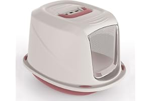 MEDIAWAVESTORE 10586 Inodoro WC para Gatos Mod. Galaxy con Puerta Frontal 45x36x31,5 cm - Rosa