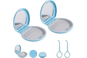 XATGIOUY 2 Piezas Caja Ortodoncia Invisible, Funda para Aparato Dental, Caja Ortodoncia, Dentadura Postiza Retenedores Alineadores Almacenamiento con Espejo Herramienta Extracción, Cierre Magnético