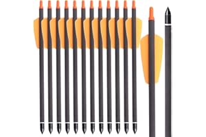 WANVZMR WANVZME 12 Stück 7,5" Carbon Armbrust Bolzen Pfeile für Mini Armbrust Jagd und Zielpraxis,15" Armbrustbolzen Armbrustpfeile mit 2" Flügel schraubel Ersatz Pfeilspitze Spitze