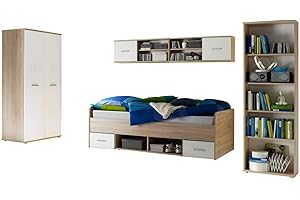 AVANTI TRENDSTORE - Neo - Set camera per bambini o ragazzi in laminato di quercia Sonoma/bianco