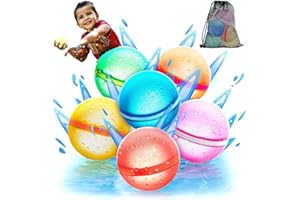 LACOSVI Globos De Agua Reutilizables, Llenado Rápido 6 PC, Globos De Agua Magnéticos Globos Autosellantes, Bola De Agua Recargable, Bombas De Agua Imán Y Cierre Automático Juguetes De Agua Para Niños